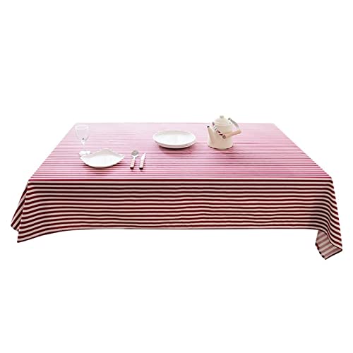 Tischdecken RENRUIRUI- Gestreifte Rot Und Weiß Baumwollgewebe Tischtuch Rechteck Rundplatz Waschbare Tischabdeckung, for Party Hochzeit Bankett Und Restaurant (Size : 130X180cm) von Tischdecken