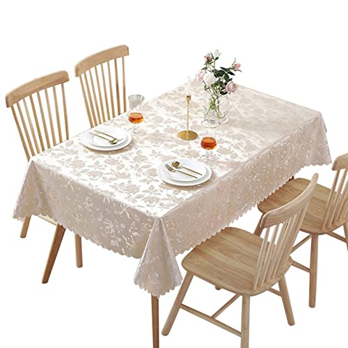 Tischdecken RENRUIRUI- Vinyl Rechteck Abwischen PVC Küche Esstisch Buffet Party Picknick Innen- Und Außenbereich, Beige (Size : 110 * 160CM) von Tischdecken