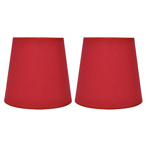 2 Stück Kleine Lampenschirme Aufstecken E14 Interventionell Montierter Stoff Lampenschirm 15 × 14 × 11 cm Nordischen Stil Deko Lampshades für Kronleuchter Wandleuchte Tischlampe(Rot) von Tissting