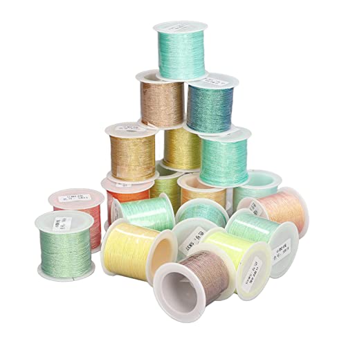 20 Stück 6 Stränge Sicken Faden 0.4mm/0.02 Zoll Polyester Garn, Nähgarn Kits, Stickerei Faden Hand gewebt Seil, für Schmuckherstellung DIY Craft, 50m/54.7yd(#1) von Tissting