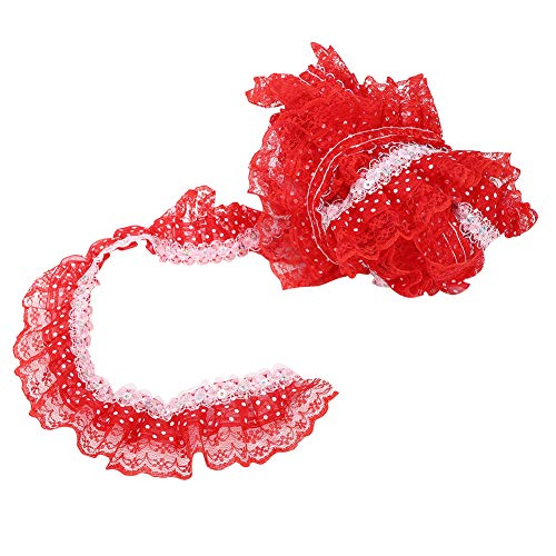 Tissting 5 Yards Spitzenband, 45mm Druckpunkte Plissee Trim Mesh Spitzenband Zierband Borten Bänder Dekoband Spitzen Spitzenborte für Hochzeit Deko Handwerk Nähen Deko(rot) von Tissting