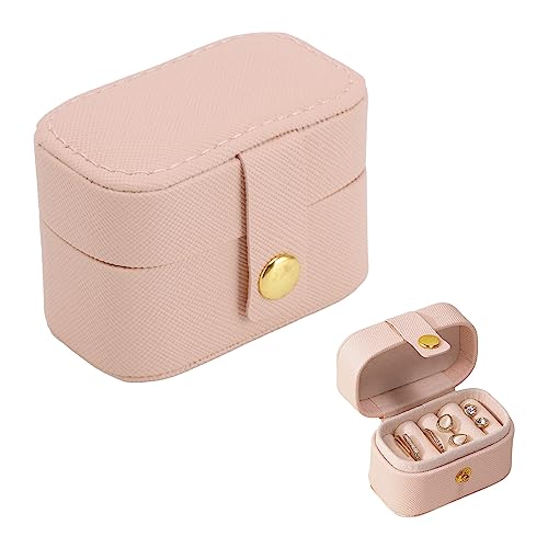 Schmuckkästchen Reise, Kleine Schmuckschatulle für Damen, Mini Ring Aufbewahrungsbox, Kleines Reise Schmuckbox, Reise PU Leder Schmuck Box Organizer für Ringe und Ohrringe(Rosa) von Tissting