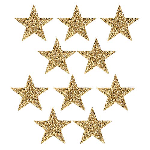 Tissting 10Pcs Star Hot Strass Aufkleber, DIY Gestickter Patch Nähen Patch Applique Hot Melt Klebstoff Kleidung Telefon Dekoration Zubehör(Gold) von Tissting