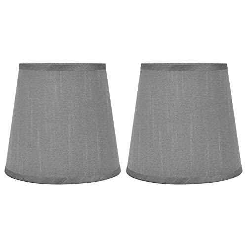 Tissting 2 Stück Kleine Lampenschirme Aufstecken E14 Interventionell Montierter Stoff Lampenschirm 15 × 14 × 11 cm Nordischen Stil Deko Lampshades für Kronleuchter Wandleuchte Tischlampe(Grau) von Tissting