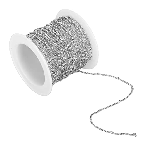 Tissting 6m / Rolle Gliederkette Silber Edelstahl Panzerketten mit Spule, 2mm Vakuumüberzug Herrenkette Halskette für Männer Herren DIY Armband Kette Schmuckherstellung von Tissting