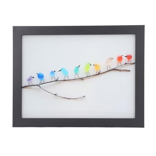 Tissting Seeglas Vögel Bilder Rahmen, Wand Dekoration Vogel Bilder DIY Kunstwerk Vögel auf Zweig Wand Kunst Vögel Fotorahmen Für Schlafzimmer, Wohnzimmer von Tissting