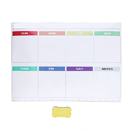 Wöchentliches Dry Erase Board für Kühlschrank, Nicht-Magnetisch Selbstklebend Wiederverwendbarer Wochenkalender Whiteboard Planer mit Radiergummi für Kühlschrank Küche (42x30cm/16,5x11,8 Zoll) von Tissting
