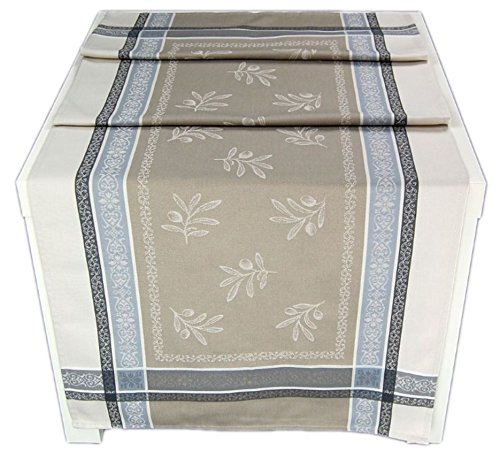 Elegante Jacquard Tischdecke 50x160 cm eckig Olivia Lin Baumwolldecke Baumwolle Teflon beschichtet Nizza Provence Oliven (Olivia Lin) von Tissus Toselli