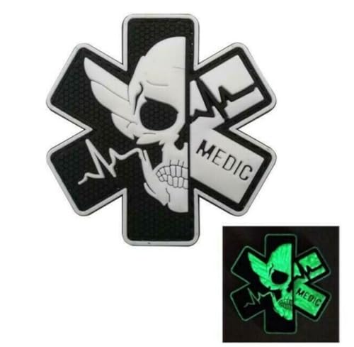 Titan One Europe - Skull Medic Star of Life Glow in the Dark Taktischer Patch (PVC) bunt 7.5 x 7.5 cm von Titan One Europe