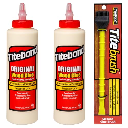 2 x Titebond Original 473 ml Holzleim, Holzkleber für den Innenbereich + Titebrush Leimapplikator, Leimpinsel, schwarz von Titebond