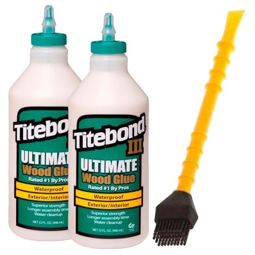 Titebond III Ultimate Holzleim 2 X 946 ml D4, Hozkleber für den Innen und Außenbereich, wasserfest + Titebrush Leimapplikator, Leimpinsel, schwarz von Titebond