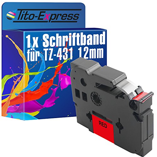 Tito-Express PlatinumSerie 1 Schriftband-Kassette kompatibel mit Brother TZ-431 TZe-431 12mm Black/Red P-Touch H500 Li H75 S P300 BT P700 P750 TFI PT-P900 NW W PT-P95 RL700 S von Tito-Express