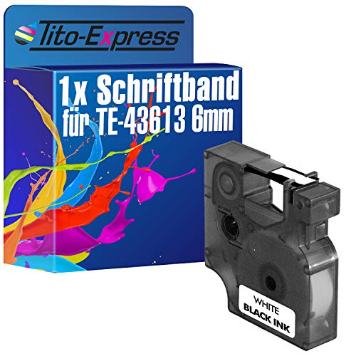 Tito-Express PlatinumSerie 1 Schriftband-Kassette kompatibel mit Dymo D1 43613 6mm Black/White Dymo 1000 Plus 2000 5500 Labelmanager 150 160 200 210 D 220 P von Tito-Express