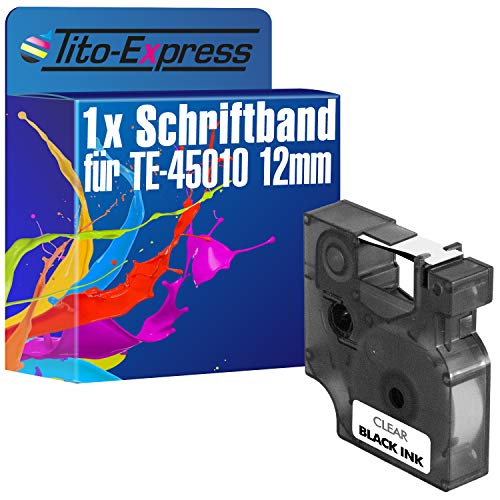 Tito-Express PlatinumSerie 1 Schriftband-Kassette kompatibel mit Dymo D1 45010 12mm Black/Clear Dymo 1000 Plus 2000 3500 5500 Labelpoint 100 150 200 250 300 350 Mobile Labeler von Tito-Express