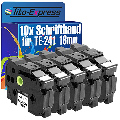 Tito-Express PlatinumSerie 10 Schriftband-Kassetten kompatibel mit Brother TZ-241 TZe-241 18mm Black/White P-Touch D200 BW BWVP VP D210 D400 AD D450 D600 D800 W E100 E110 E300 E500 E550 WVP GL100 von Tito-Express