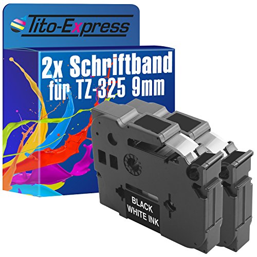 Tito-Express PlatinumSerie 2 Schriftband-Kassetten kompatibel mit Brother TZ-325 TZe-325 9mm White/Black P-Touch 1000 1005 F FB BTS 1010 1080 1090 1200 P 1230 PC 1250 J LB S 1260 VPS 1280 CB DT VP von Tito-Express