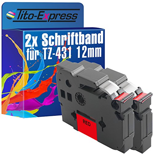 Tito-Express PlatinumSerie 2 Schriftband-Kassetten kompatibel mit Brother TZ-431 TZe-431 12mm Black/Red P-Touch 1000 1005 F FB BTS 1010 1080 1090 1200 P 1230 PC 1250 J LB S 1260 VPS 1280 CB DT VP von Tito-Express