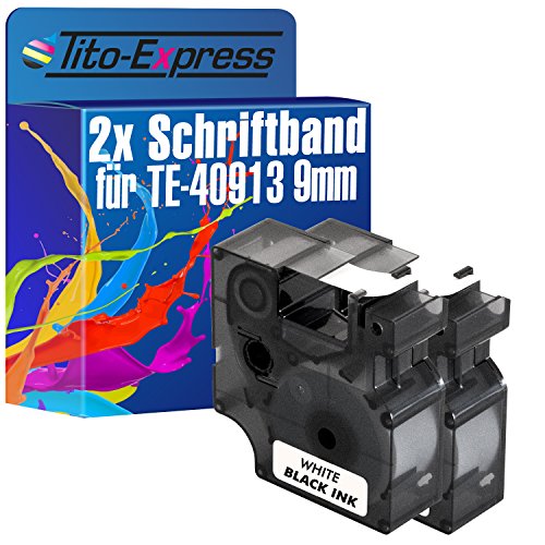 Tito-Express PlatinumSerie 2 Schriftband-Kassetten kompatibel mit Dymo D1 40913 9mm Black/White Dymo 1000 Plus 2000 3500 5500 Labelmanager PC PC-2 PnP Pocket von Tito-Express