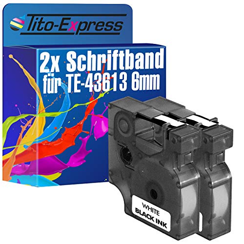 Tito-Express PlatinumSerie 2 Schriftband-Kassetten kompatibel mit Dymo D1 43613 6mm Black/White Labelmanager 260 P 300 350 D 360 D 400 420 P 450 D 500 TS von Tito-Express