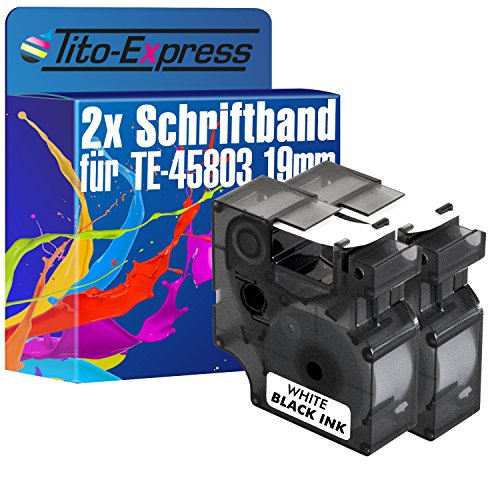 Tito-Express PlatinumSerie 2 Schriftband-Kassetten kompatibel mit Dymo D1 45803 19mm Black/White Labelmanager 300 350 D 360 D 400 420 P 450 D 500 TS PC PC-2 von Tito-Express