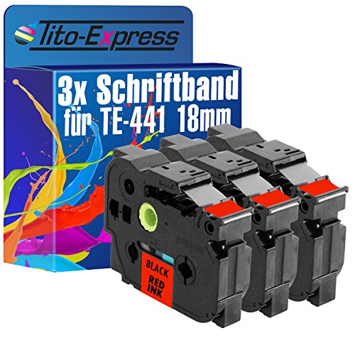 Tito-Express PlatinumSerie 3 Schriftband-Kassetten kompatibel mit Brother TZ-441 18mm Black/Red 1290 DT 1750 18R 1800 1830 1850 CC 1950 200 2030 210 2100 VP 220 2400 E 2420 2430 PC von Tito-Express