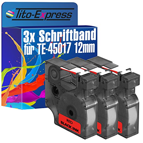 Tito-Express PlatinumSerie 3 Schriftband-Kassetten kompatibel mit Dymo D1 45017 12mm Black/Red Dymo 1000Plus 2000 3500 5500 Labelmanager PC PC-2 PnP Pocket von Tito-Express