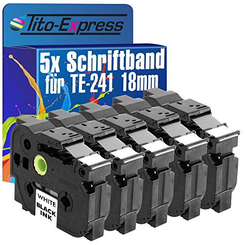 Tito-Express PlatinumSerie 5 Schriftband-Kassetten kompatibel mit Brother TZ-241 TZe-241 18mm Black/White P-Touch 550 7100 7500 7600 VP 900 BTS F 9200 DX PC 9400 9500 9600 9700 PC 9800 PCN Cube Plus von Tito-Express