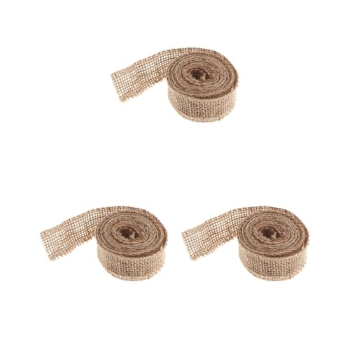 3 Set 2 Meter natürliche rustikale Jute-Jute-Sackleinen Band für Hochzeit 2,5 cm breit von Tityvirnix