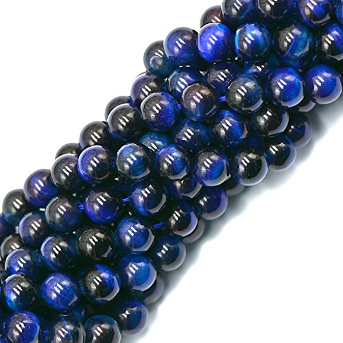 8 mm natürlicher Edelstein, blaues Tigerauge, Schmuckherstellung, Perlen, rund, 38,1 cm von Tityvirnix