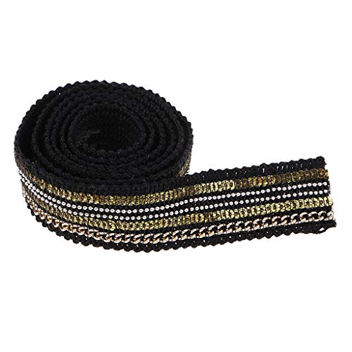 Spitzenband mit Perlen, bestickt, 91 cm, 25 mm, Schwarz von Tityvirnix