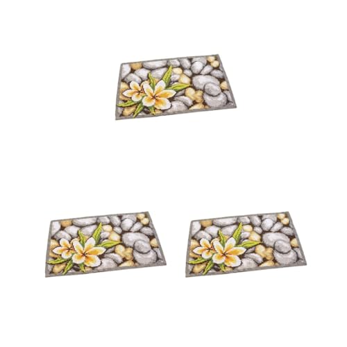 Tityvirnix Knüpfteppich-Set, Stickerei-Teppich mit Leinen-Decke, gelbe Blume, 50 x 30 cm, 3er-Set von Tityvirnix