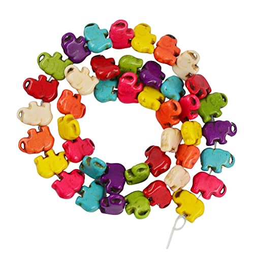 Tiuimk Howlith Türkis Elefant Perlen in verschiedenen Farben – 15 mm Edelstein-Perlen – DIY Schmuckherstellung Zubehör von Tiuimk