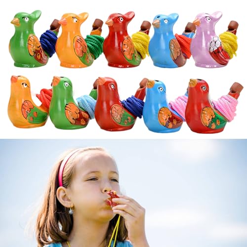 Tiuxiu Wasservogelpfeifen, 10 Stück Bunt Keramische Pfeife Mit Seil Vogelpfeife Kinder Set Wasser Füllbar Klang Von Klarem Kinder Party Favors Geschenke Zufällig Stil von Tiuxiu