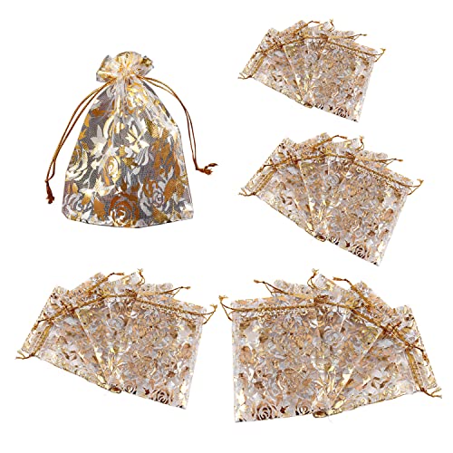 Tiuxiu Zugband Schmuckbeutel, 100 Stück Organzasäckchen Organzabeutel Schmuckbeutel Farbe Organza Taschen mit Kordelzug Geschenkbeutel für Hochzeiten Partys Säckchen（4 Größen） von Tiuxiu