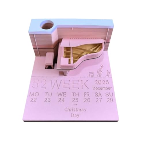 Time Piece Kalender 2025 Tischkalender 3D Abreißkalender Papier Schnitzerei Kunst Memo Pad Notizblock Geschenk für Weihnachten Einweihungsfeier Desktop Dekoration (Mit Kalender.Ohne Licht) von Tiuyii