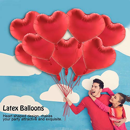 10 Stück 45,7 Cm Große Mehrfarbige Herzförmige Latex-Luftballons Jahrestag, Hochzeit, Party, Dekoration (Rot) von Tixiyu