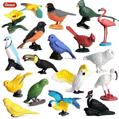 17 Stücke Simulierte Vögel Tiere Papagei Modell Figur Spielzeug PVC Flamingo Vögel Figuren Sammlung Spielset Kuchen Topper für Pädagogisches Spielzeug von Tixiyu