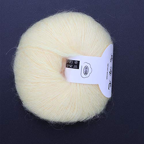 Beliebtes Weiches Mohair-Pashm-Strick-Angora-Langgarn aus Warmer Wolle (02 Gänsegelb) von Tixiyu