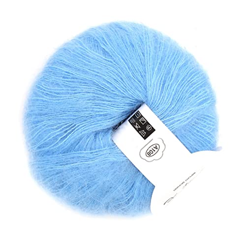 Beliebtes Weiches Mohair-Pashm-Strick-Angora-Langgarn aus Warmer Wolle (08 hellblau) von Tixiyu