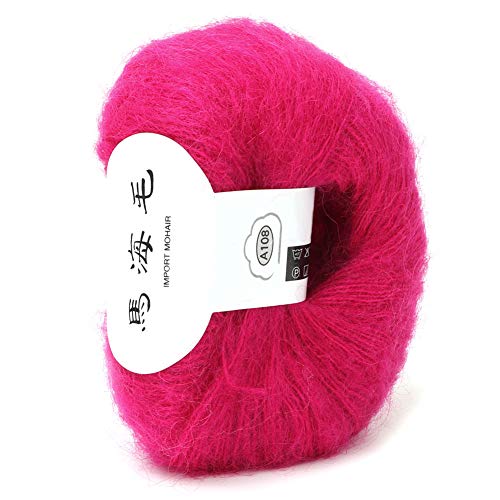 Beliebtes Weiches Mohair-Pashm-Strick-Angora-Langgarn aus Warmer Wolle (14 Rosenrot) von Tixiyu