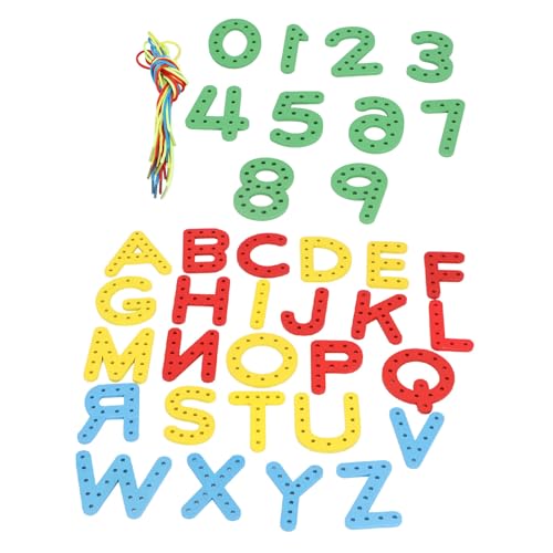 Großbuchstaben Alphabet Saitenbrief, Frühes Rechtschreibspielzeug für Mädchen, Gelb, Faden mit Schuhfaden Mühelos, Farbcodierte Konsonanten von Tixiyu