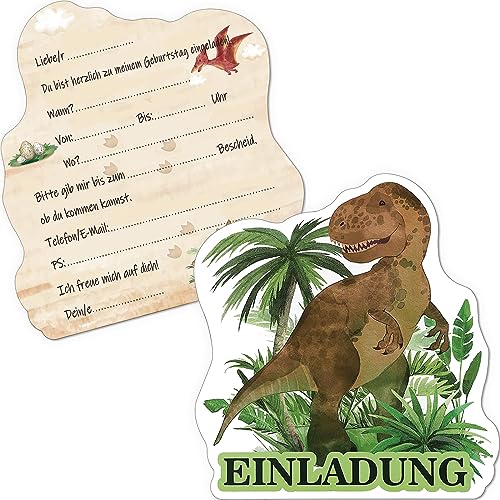 Tixlux 12 Einladungskarten zum Kindergeburtstag, 11 x 10 cm Dinosaurier Einladungskarten, Geburtstagseinladungen für Jungen und Mädchen, Geburtstagseinladungen Kinder Geburtstagsfeier Kinderparty von Tixlux