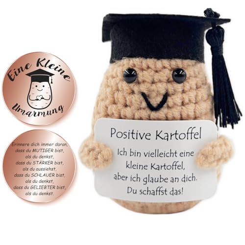 Tixlux Pocket Hug Positive Kartoffel, Kreative Strickwolle Kartoffel Puppe und Kleine Umarmung Glücksbringer (Roségold Ⅱ), Mutmacher Geschenk, Gute Besserung Geschenk, Einschulung Geschenk von Tixlux