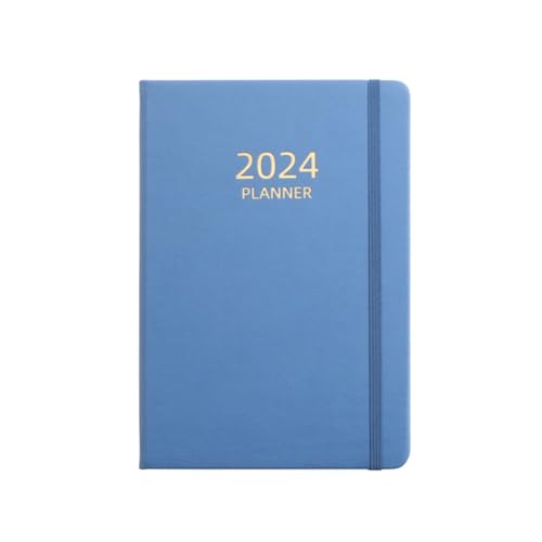 Tixqeaif 1 Stück 2024 Notizbuch, A5, Englischer Zeitplan, Planer, Gurtbuch, Notizbuch, Blau von Tixqeaif