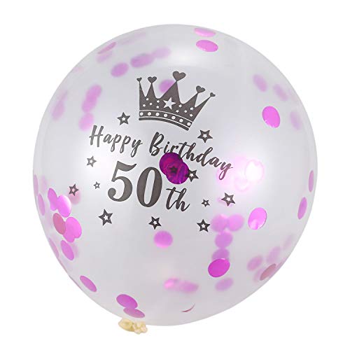 Tixqeaif 5 Stücke 12 Konfetti Ballons Latex Rose Rot Geburtstag Ballons 50 Jahre Jahre Jubiläum Hochzeit Party Dekoration von Tixqeaif