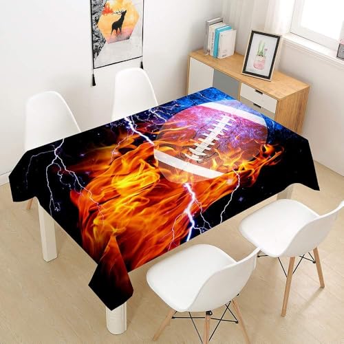 Tischdecke Outdoor Amerikanischer Fußball Tischdecken Abwaschbar 3D Fußball Tischdecke Wetterfest Wasserdicht für Weihnachten Party Biertisch, 140x140 cm A/B604 von Tizhweqo