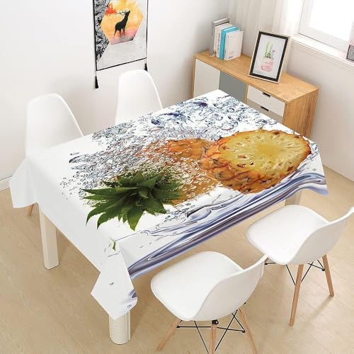 Tischdecke Outdoor Ananas Tischdecken Abwaschbar 3D Persönlichkeit Tischdecke Wetterfest Wasserdicht für Weihnachten Party Biertisch, 100x100 cm A/B2147 von Tizhweqo