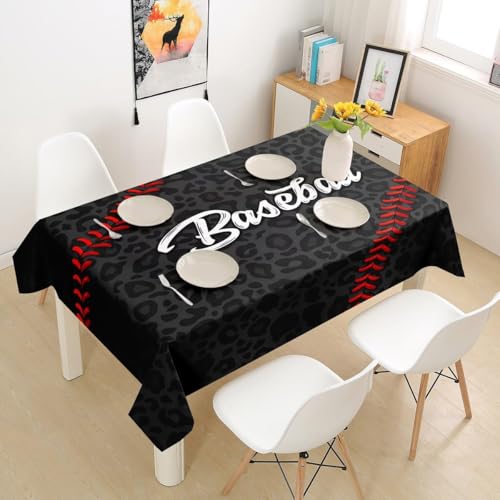 Tischdecke Outdoor Baseball Tischdecken Abwaschbar 3D Leopardenmuster Tischdecke Wetterfest Wasserdicht für Weihnachten Party Biertisch, 100x100 cm E/F931 von Tizhweqo