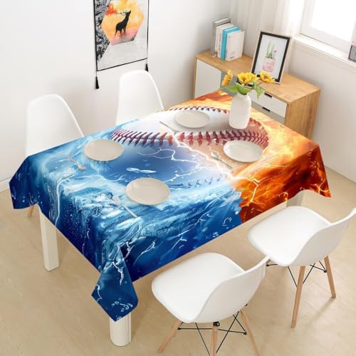 Tischdecke Outdoor Baseball Tischdecken Abwaschbar 3D Sportthema Tischdecke Wetterfest Wasserdicht für Weihnachten Party Biertisch, 140x180 cm E/F1254 von Tizhweqo