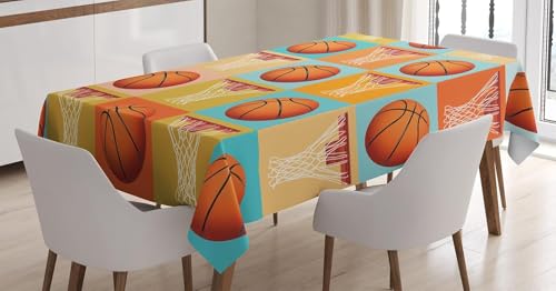 Tischdecke Outdoor Basketball Tischdecken Abwaschbar 3D Sportthema Tischdecke Wetterfest Wasserdicht für Party Biertisch, 140x180 cm P/Q von Tizhweqo